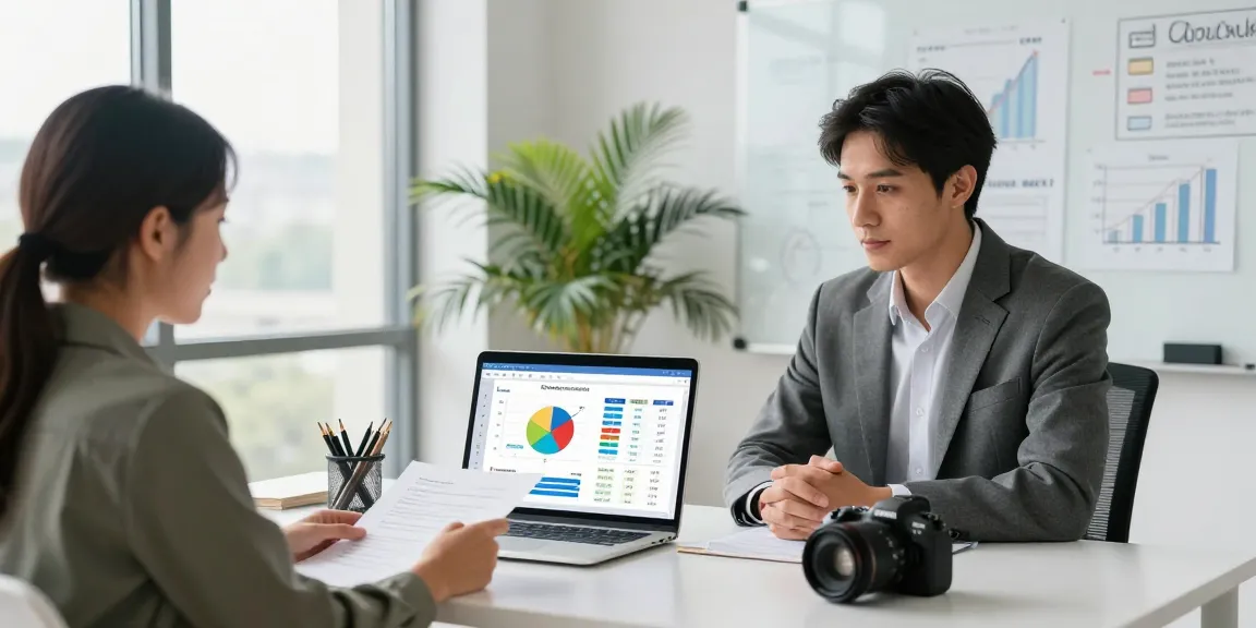 Calculadora hipoteca en España para calcular cuota y comparar opciones con un asesor financiero en moderno ambiente de oficina.