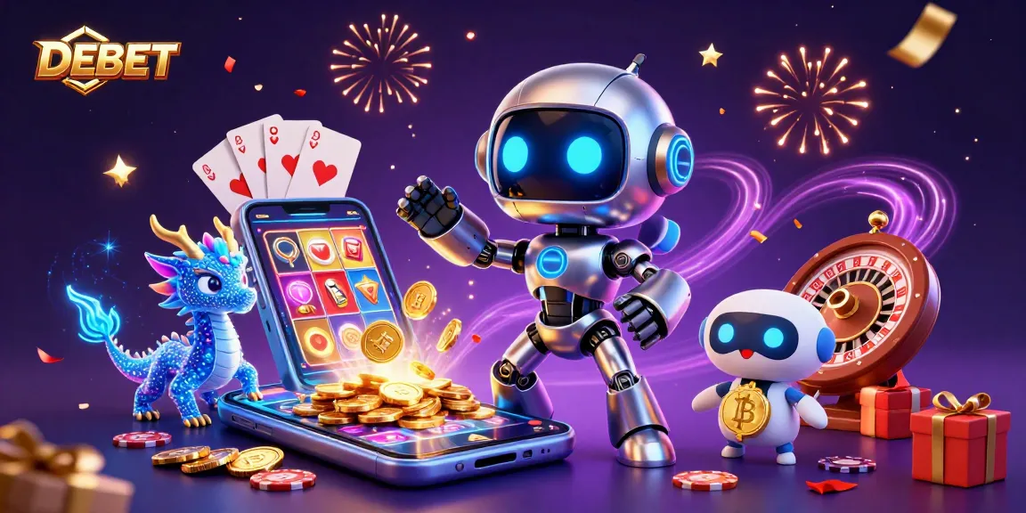 Engage in exciting gaming adventures at DEBET with a dynamic scene of our high-tech characters and rich casino elements.