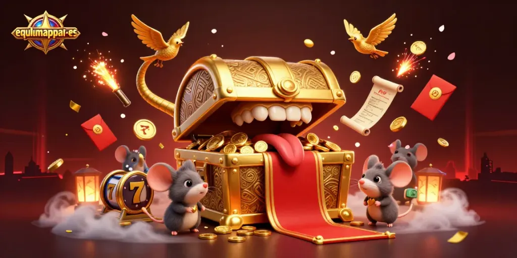 Spin the reels at equlumappai-es and unlock treasures with this dynamic casino illustration.