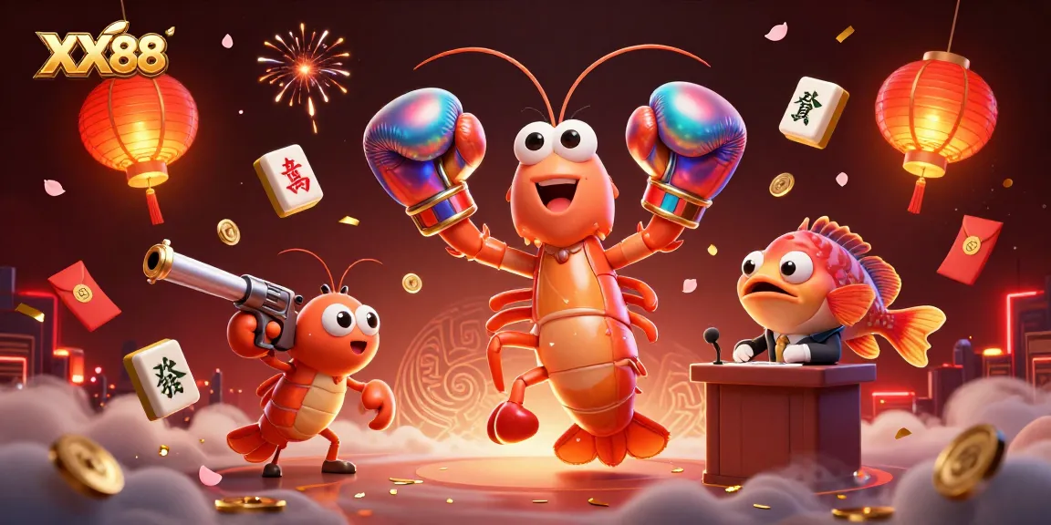 Experience the thrill of XX88 as characters playfully engage in casino games amidst rich, dynamic visuals.