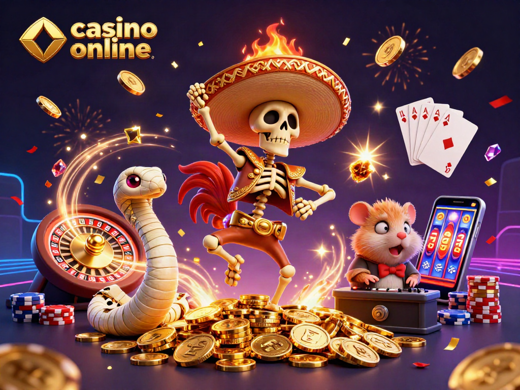 Disfruta de un emocionante casino online mientras el gallo mariachi celebra con monedas doradas y giros de ruleta.