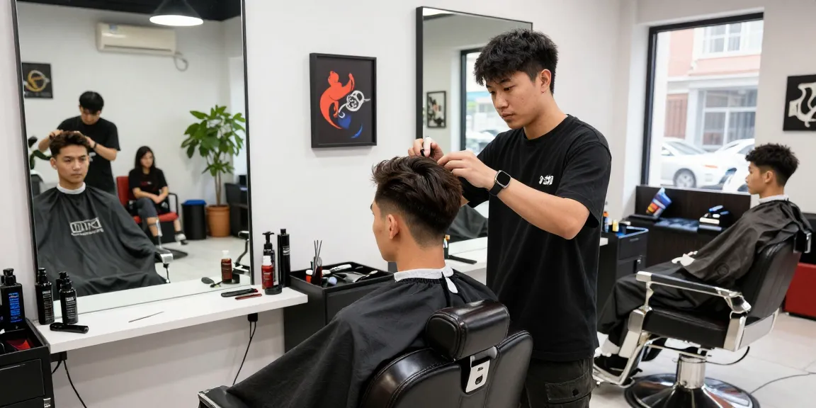 Experience stylish haircuts with ROKOK88 login in a modern barber shop setting.