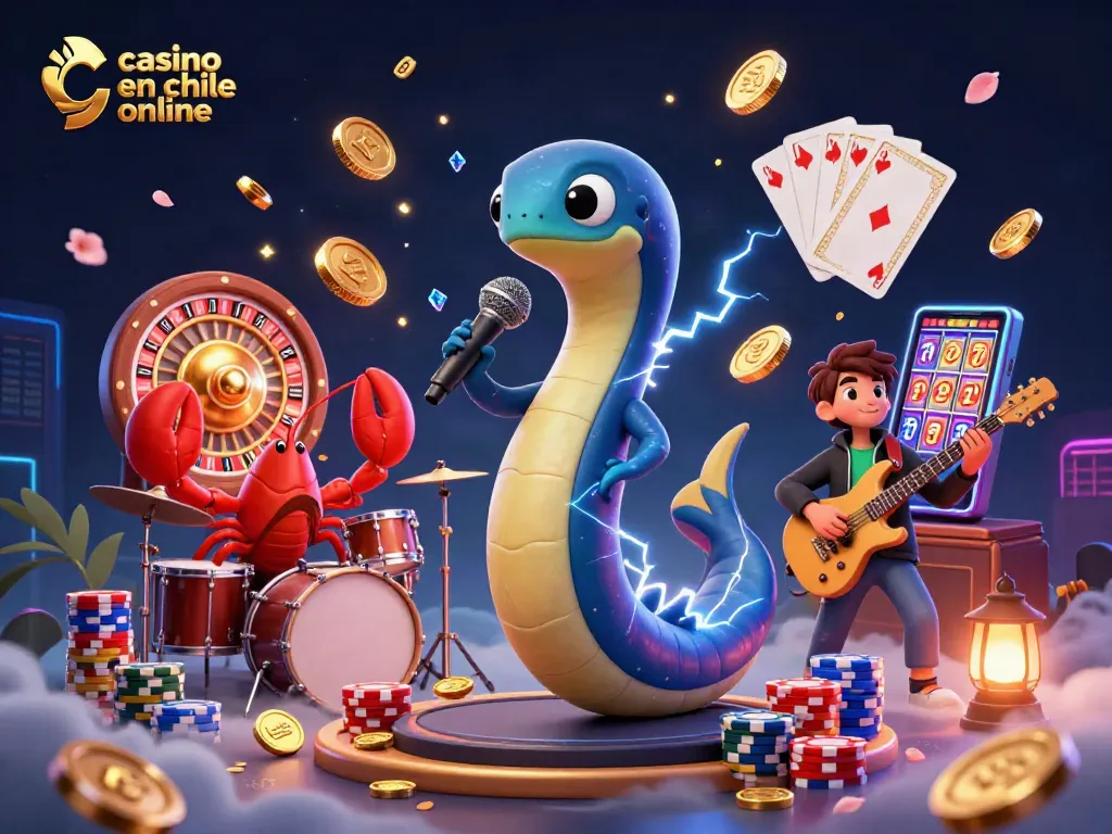 Juego emocionante en un casino online en Chile con personajes animados y elementos brillantes.