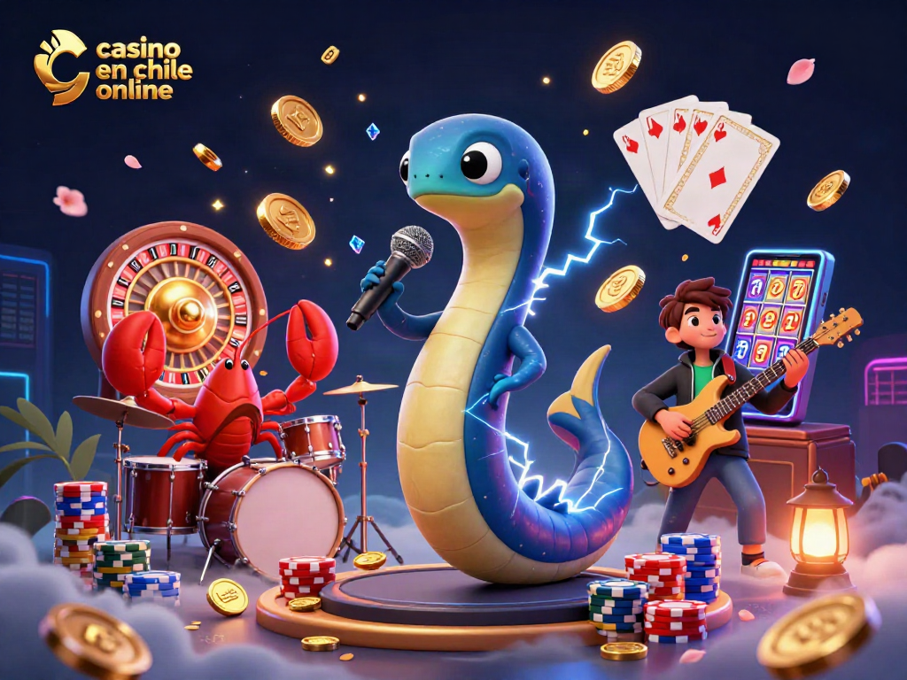 Juego emocionante en un casino online en Chile con personajes animados y elementos brillantes.