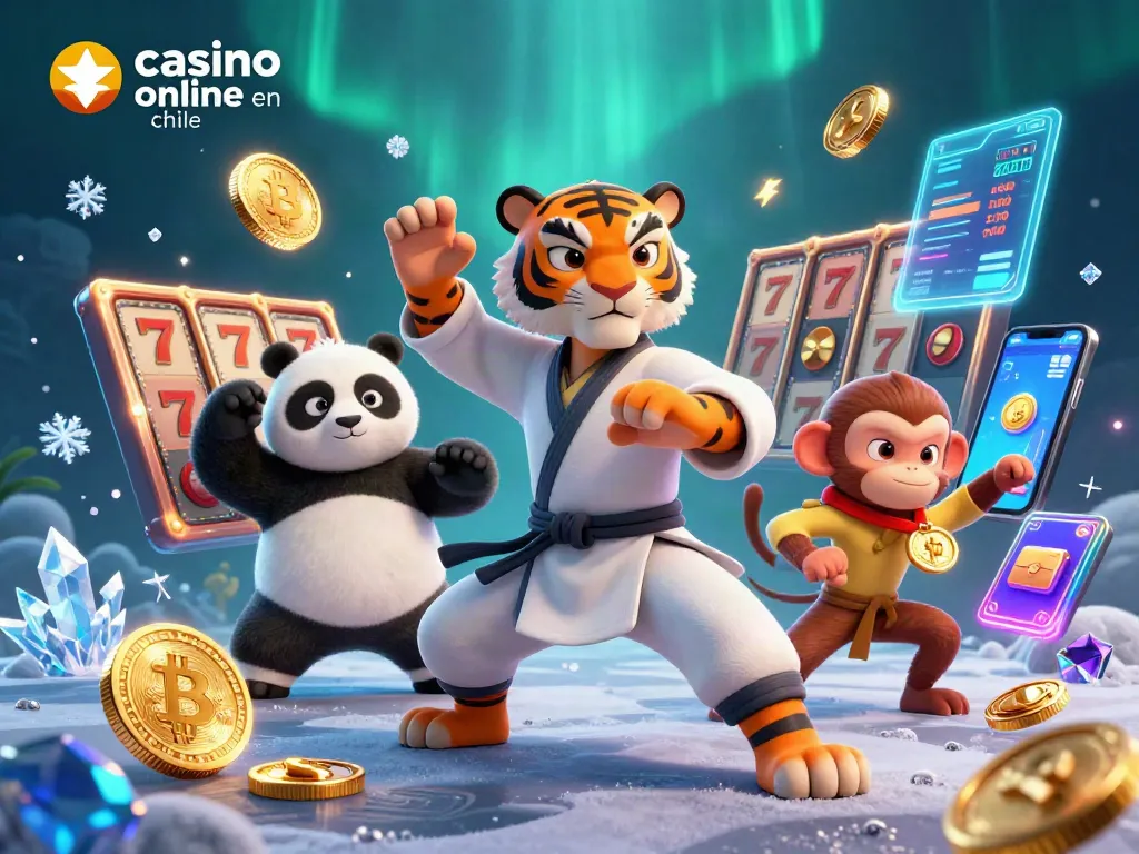 Juega en el casino online en Chile con tragamonedas y bonos en una escena vibrante y dinámica.