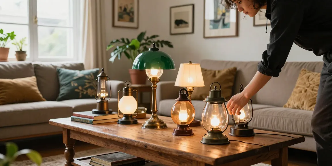Hermosas lamparas vintage realzando un interior chic del hogar con luz cálida.