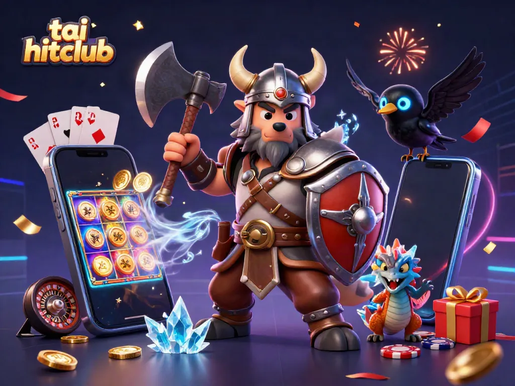 Engage with the thrilling world of tai hitclub featuring a Viking warrior and dragon in an electrifying gaming scene.