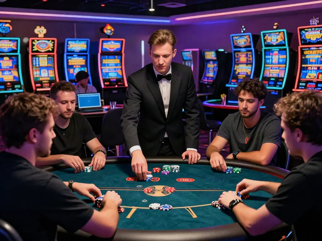 Engaging ku88 online casino scene with players at a virtual poker table in a vibrant digital environment.
