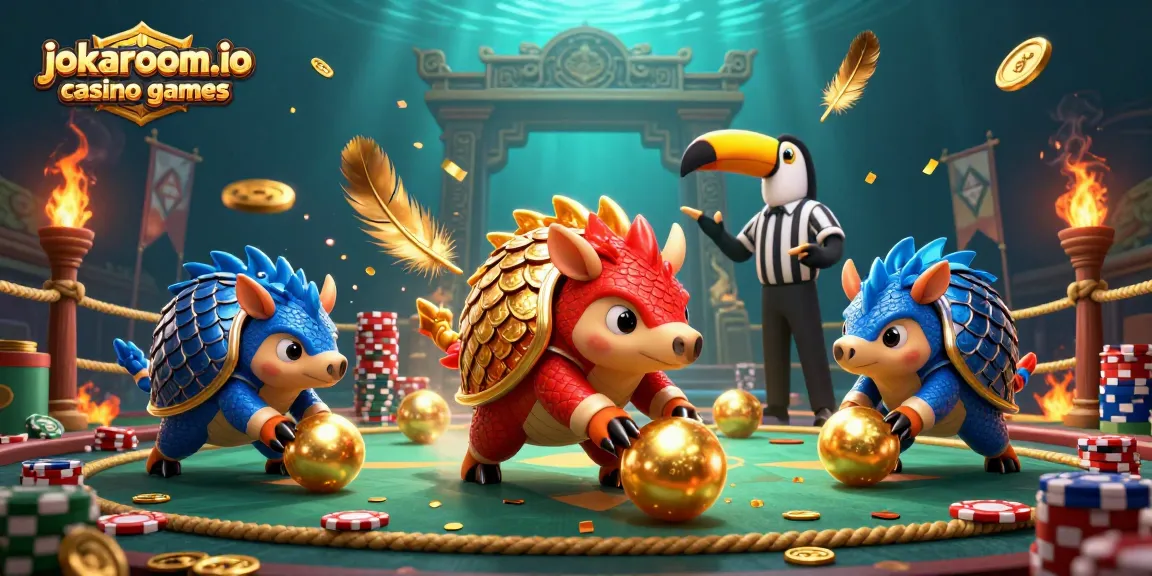 Experience fun with jokaroom.io casino games as rival pangolins compete in a colorful, action-packed scene.