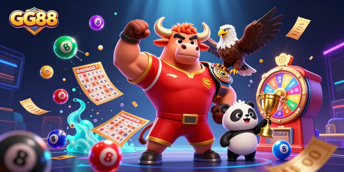 Experience gaming excitement at GG88 with vibrant characters and dynamic casino elements in an immersive, festive scene.