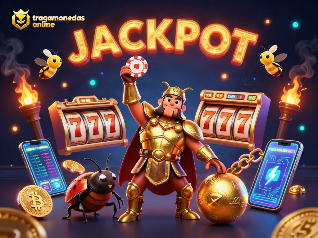 Disfruta de tragamonedas online con jackpots y giros emocionantes, simbolizando la diversión y las sorpresas.
