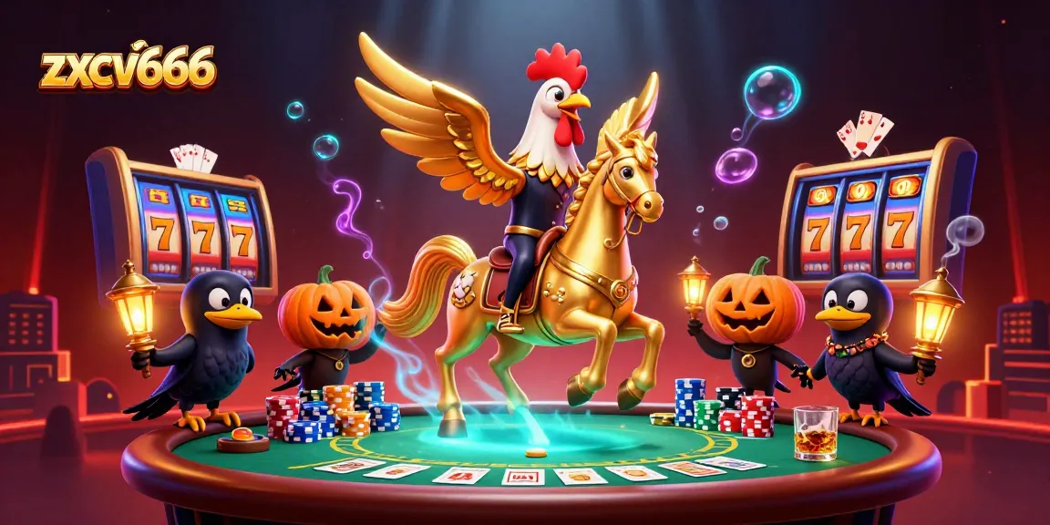 Experience vibrant gameplay at zxcv666 as the golden rooster rides through a dynamic casino.