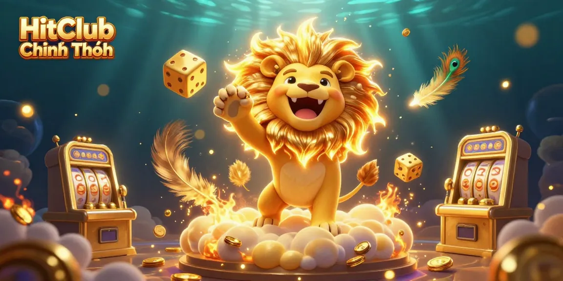 Engage with HitClub Chính Thức in a vibrant 3D casino scene filled with golden slot machines and dynamic characters.
