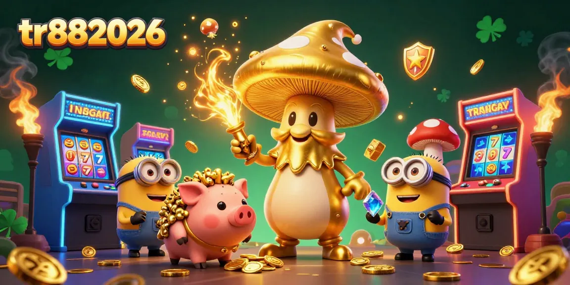 Experience thrilling gameplay at tr882026 with a golden mushroom wizard and casino elements.