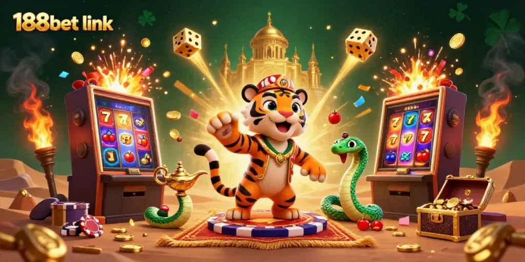 Experience the thrill of winning with the dynamic 188bet link scene showcasing vibrant casino elements.