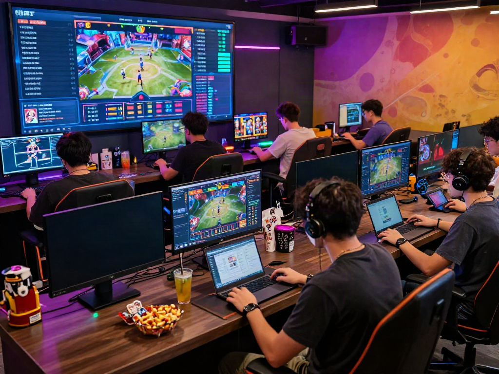 Dynamic gaming scene at https://nbet.group/ with diverse players enjoying excitement of online sports betting and casino games.