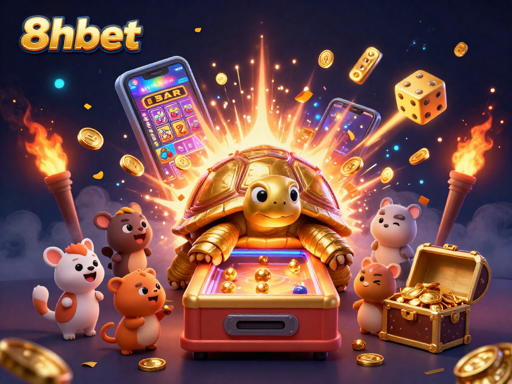 Engage with 8xbet in a vibrant casino scene filled with golden excitement and rewards.