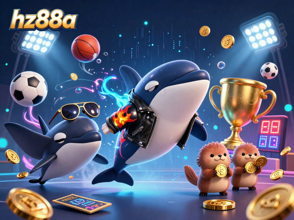 Experience thrilling wins with hz88a as sea creatures celebrate with golden coins in captivating casino action.